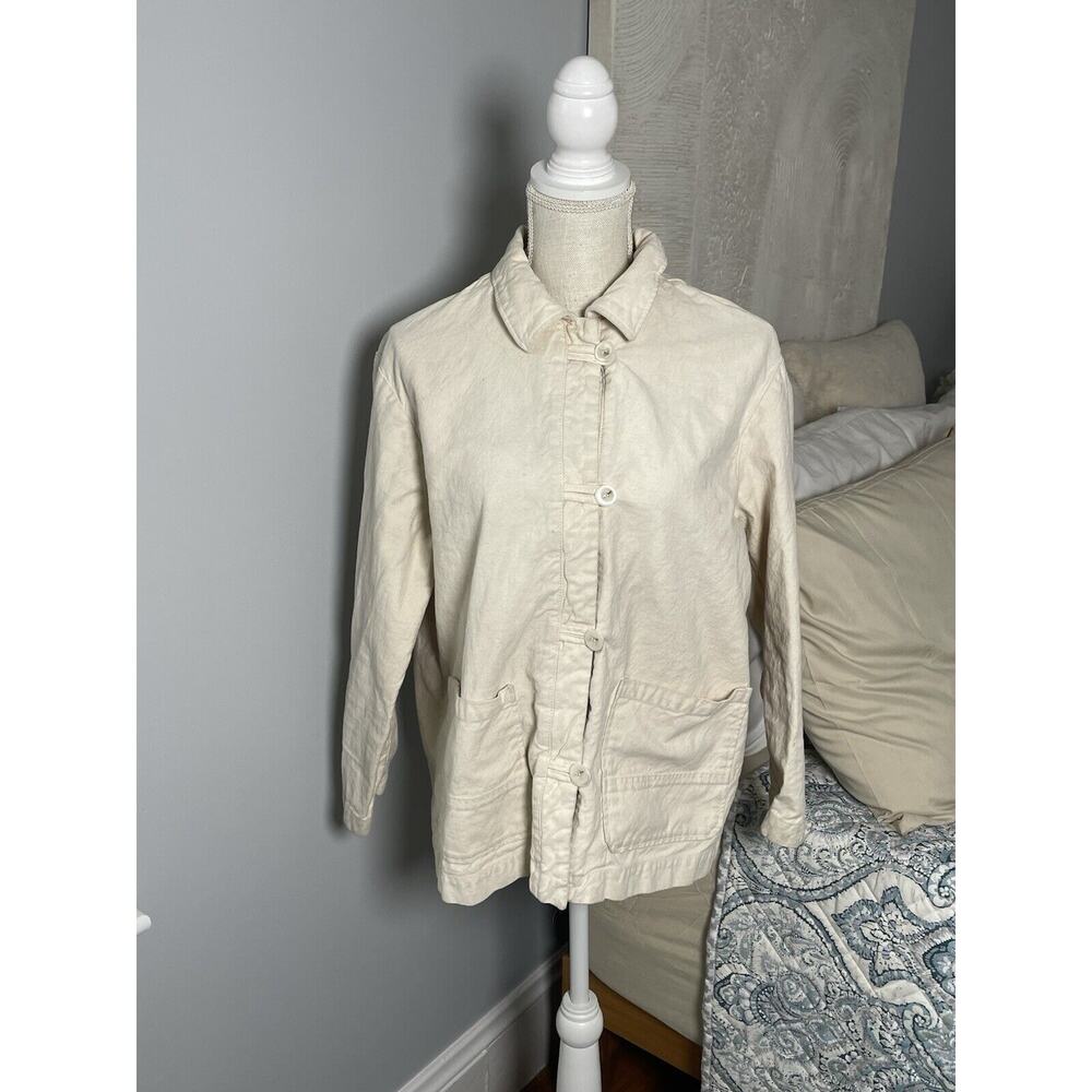 Des Petits Hauts Cream Basic Jacket Women’s Button Front Olia T2